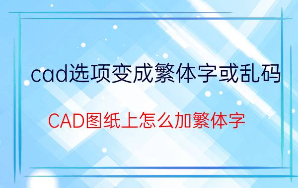 cad选项变成繁体字或乱码 CAD图纸上怎么加繁体字？